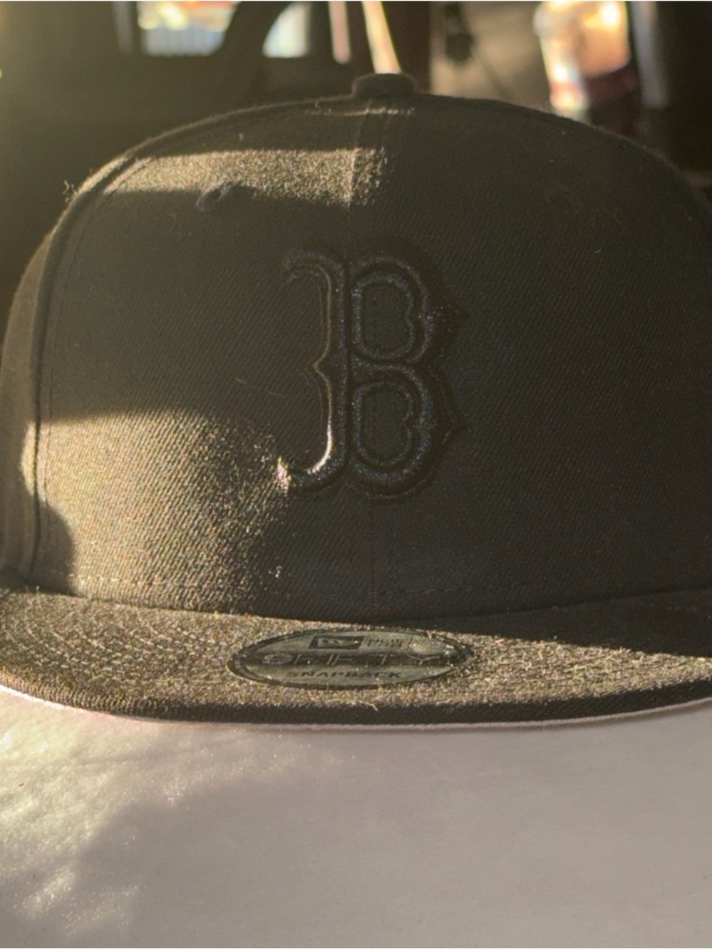 New Era Black Boston 'B' Flat-Brim Cap